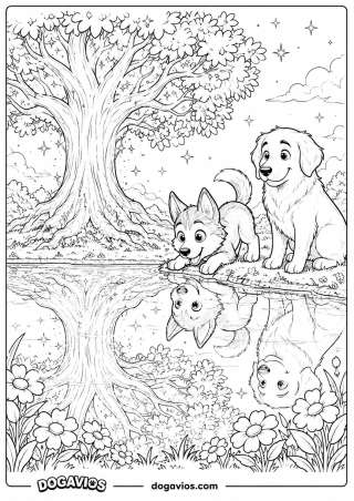 Free Dogavios coloring page, with butterflies (nº 16)