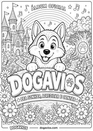 Free Dogavios coloring page, husky among flowers (nº 21)