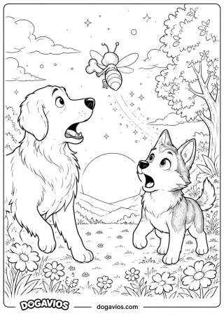 Free Dogavios coloring page, playing in the garden (nº 23)