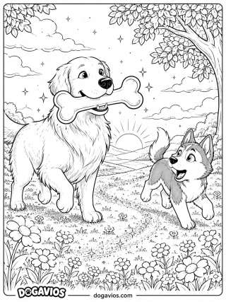 Free Dogavios coloring page, with butterflies (nº 24)