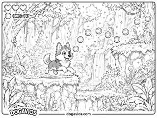 Free Dogavios coloring page, playing in the garden (nº 31)