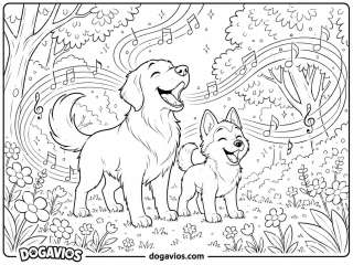 Free Dogavios coloring page, playing in the garden (nº 39)