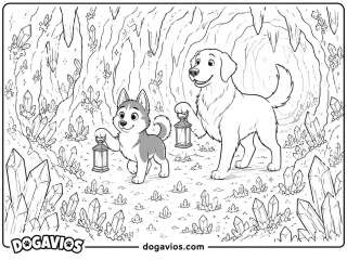 Free Dogavios coloring page, husky among flowers (nº 45)