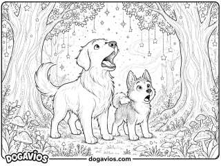 Free Dogavios coloring page, husky among flowers (nº 61)