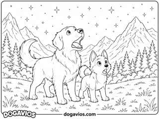 Free Dogavios coloring page, husky among flowers (nº 77)