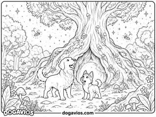 Free Dogavios coloring page, playing in the garden (nº 79)