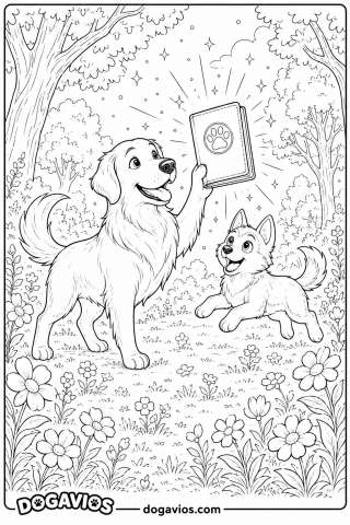 Free Dogavios coloring page, husky among flowers (nº 85)