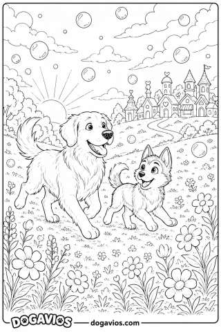 Free Dogavios coloring page, playing in the garden (nº 87)