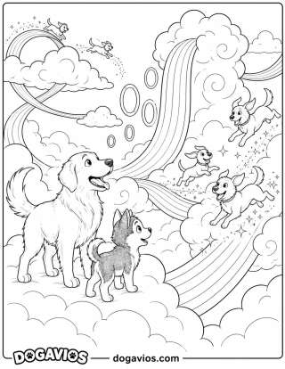 Free Dogavios coloring page, husky among flowers (nº 93)