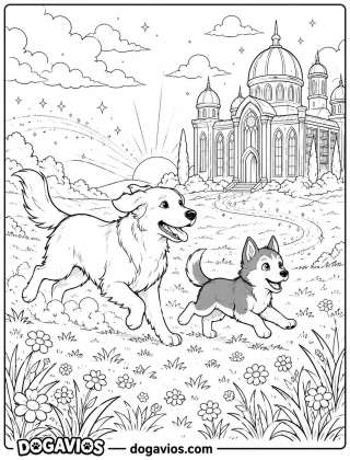Free Dogavios coloring page, playing in the garden (nº 103)