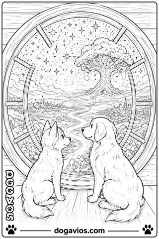 Free Dogavios coloring page, husky among flowers (nº 109)