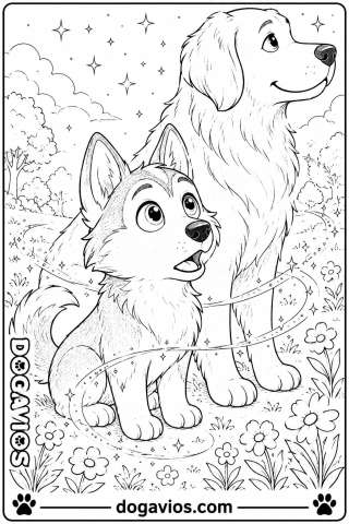 Free Dogavios coloring page, playing in the garden (nº 119)