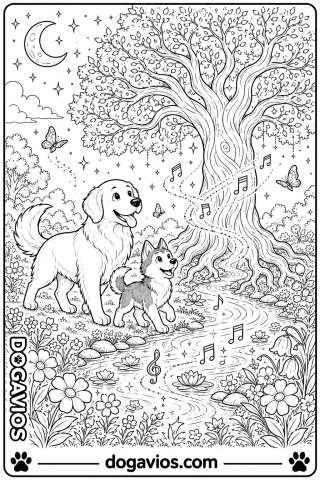 Free Dogavios coloring page, with butterflies (nº 128)
