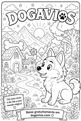 Free Dogavios coloring page, playing in the garden (nº 135)