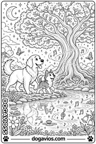 Free Dogavios coloring page, with butterflies (nº 136)