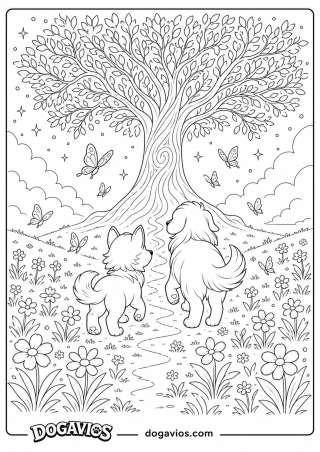 Free Dogavios coloring page, playing in the garden (nº 143)