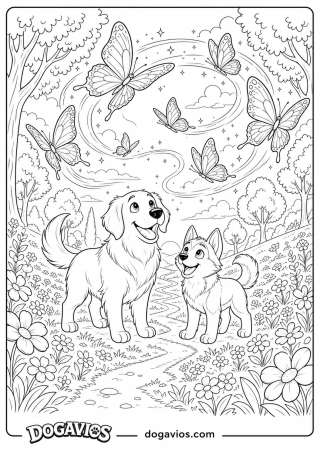 Free Dogavios coloring page, husky among flowers (nº 149)
