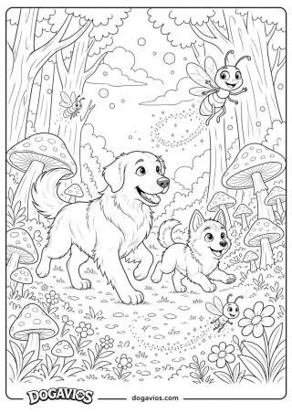 Free Dogavios coloring page, with butterflies (nº 152)