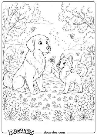 Free Dogavios coloring page, playing in the garden (nº 183)