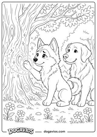 Free Dogavios coloring page, with butterflies (nº 184)