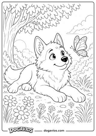 Free Dogavios coloring page, playing in the garden (nº 191)
