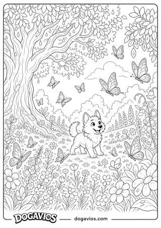 Free Dogavios coloring page, with butterflies (nº 200)