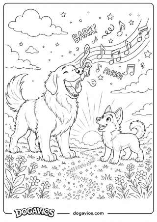 Free Dogavios coloring page, playing in the garden (nº 207)