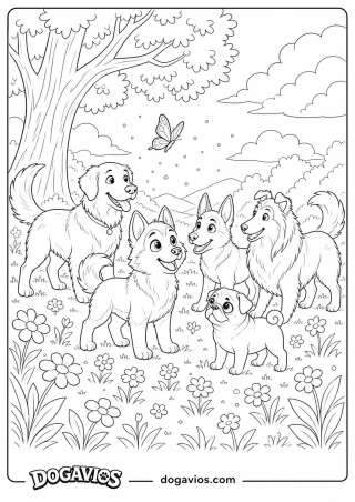 Free Dogavios coloring page, with butterflies (nº 208)