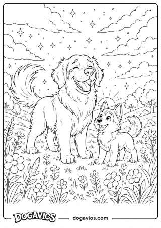 Free Dogavios coloring page, with butterflies (nº 216)