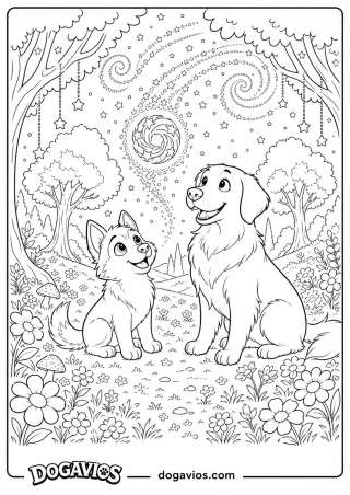 Free Dogavios coloring page, husky among flowers (nº 221)