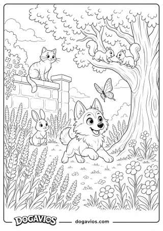 Free Dogavios coloring page, with butterflies (nº 224)