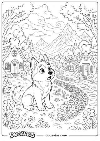 Free Dogavios coloring page, playing in the garden (nº 231)