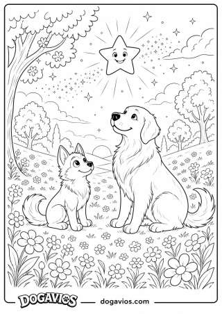 Free Dogavios coloring page, husky among flowers (nº 237)