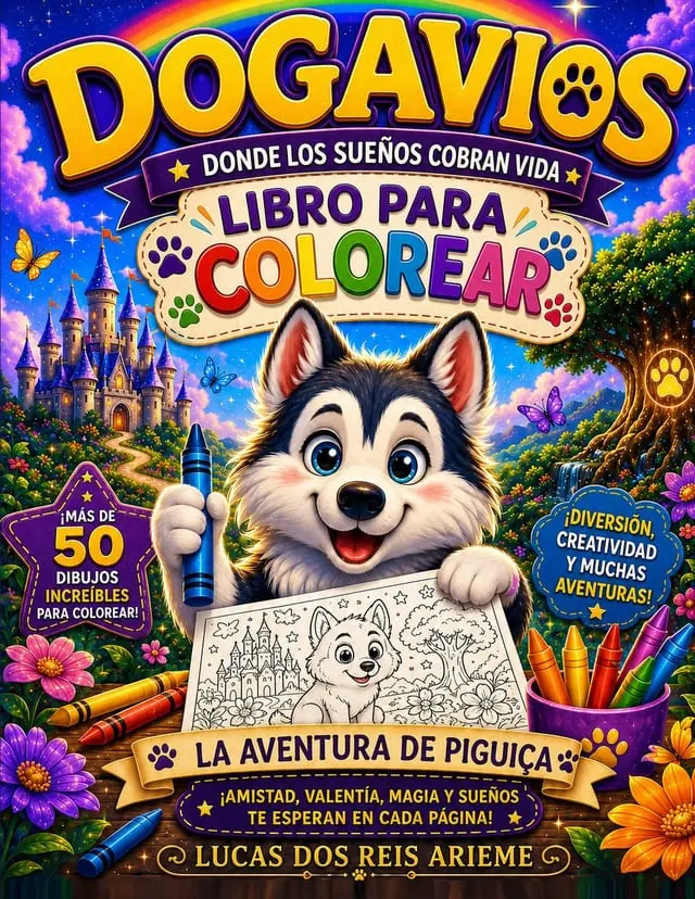 Libro para colorear de Pigúiça, Fofuxo y la pandilla del Jardín Mágico
