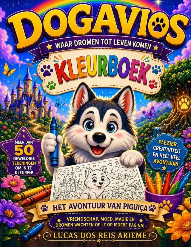 DOGAVIOS kleurboek: Pigúiça, Fofuxo en de Magische Tuin
