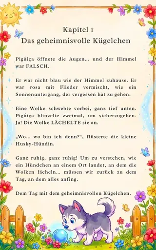 Erste Seite des Buchs Dogavios: Pigúiça wacht auf und der Himmel ist falsch