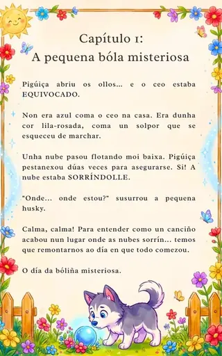 Primeira páxina do libro Dogavios: Pigúiça esperta e o ceo está mal