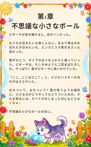絵本Dogaviosの1ページ目：Pigúiçaが目をさますと空がおかしい