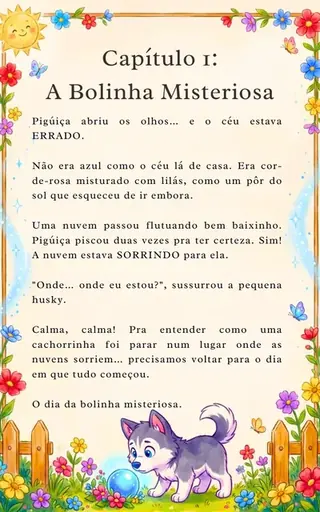 Primeira página do livro Dogavios: Pigúiça acorda e o céu estava errado